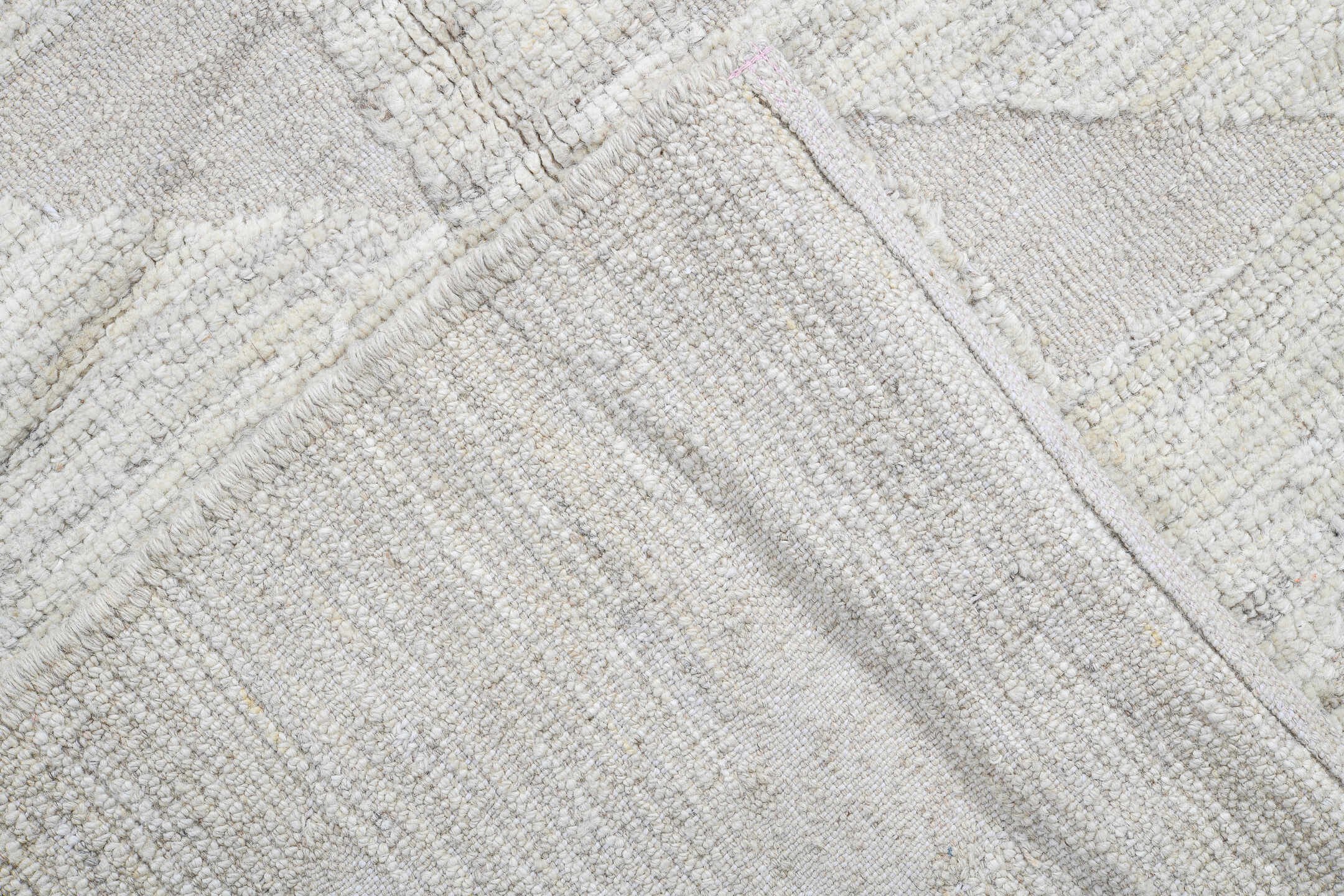 3' x 11' one-of-a-kind handmade vintage Tulu runner rug. Color palette: ivory, taupe, cream, beige, gray