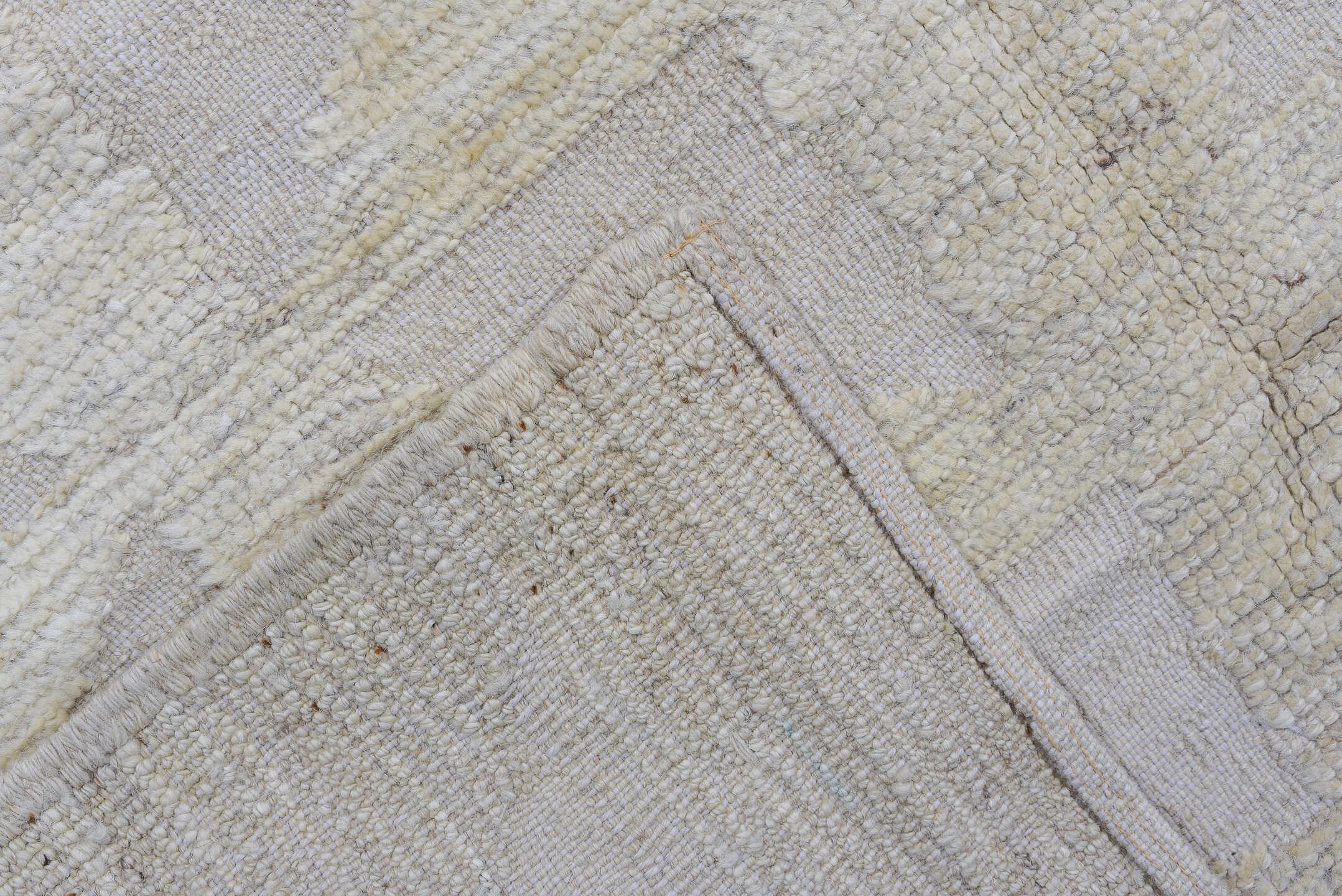 3' x 11' one-of-a-kind handmade vintage Tulu runner rug. Color palette: ivory, cream, beige, taupe, camel, gray