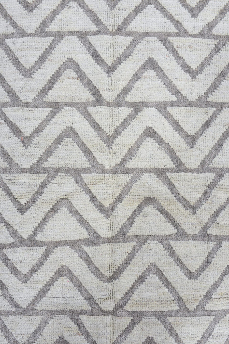 3' x 9' one-of-a-kind handmade vintage Tulu runner rug. Color palette: ivory, gray, taupe, beige