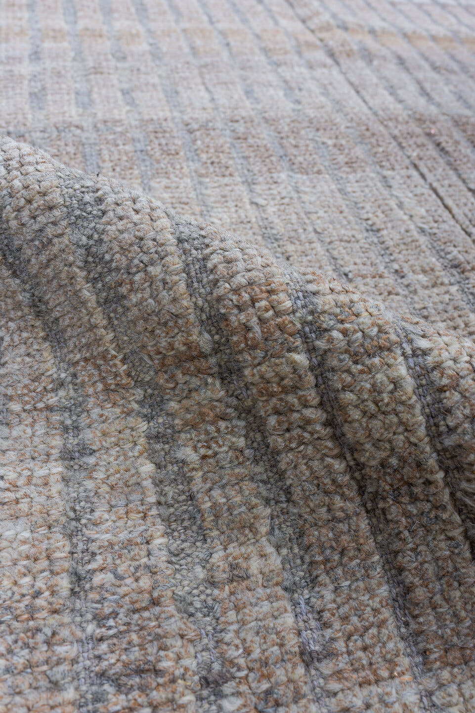3' x 10' one-of-a-kind handmade vintage Tulu runner rug. Color palette: ivory, pale gray, taupe, stone, beige, light gray