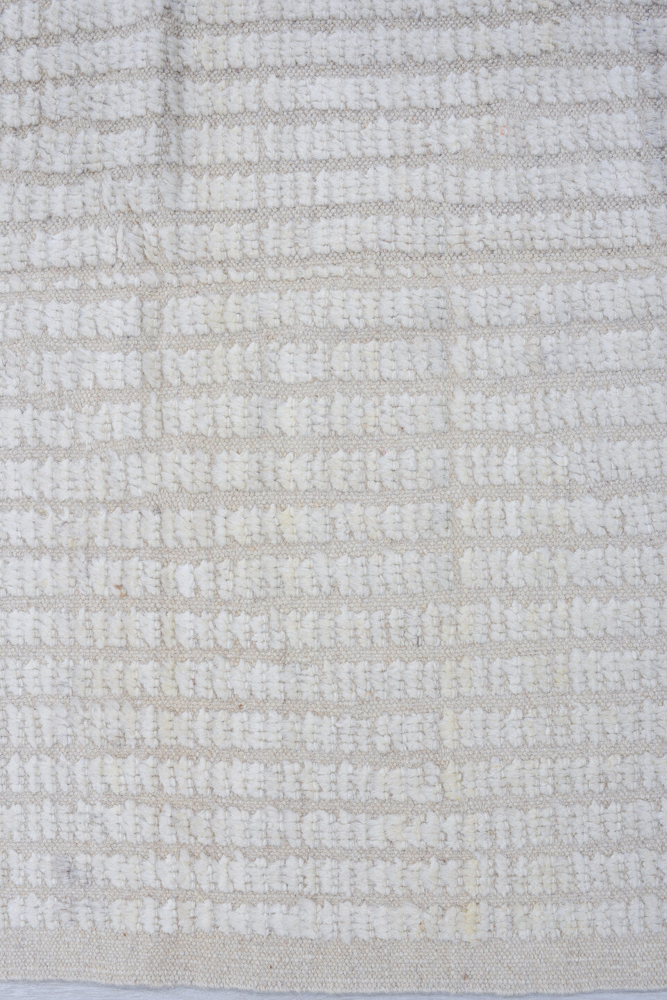 3' x 12' one-of-a-kind handmade vintage Tulu runner rug. Color palette: ivory, cream, light gray