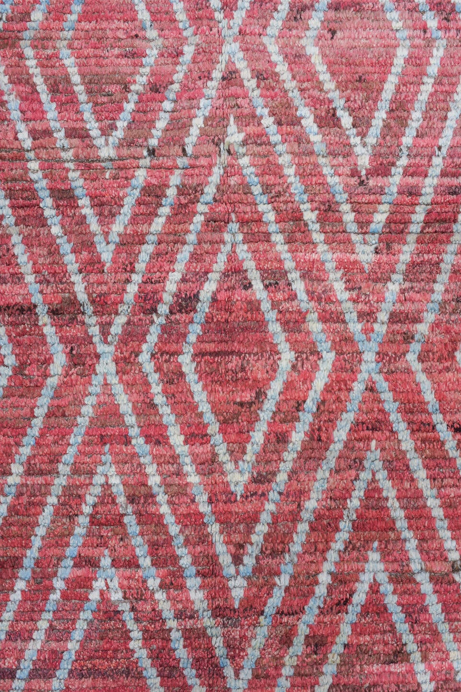 2' x 13' one-of-a-kind handmade vintage Tulu runner rug. Color palette: rose, ivory, dusty pink, taupe, brown, pink, red