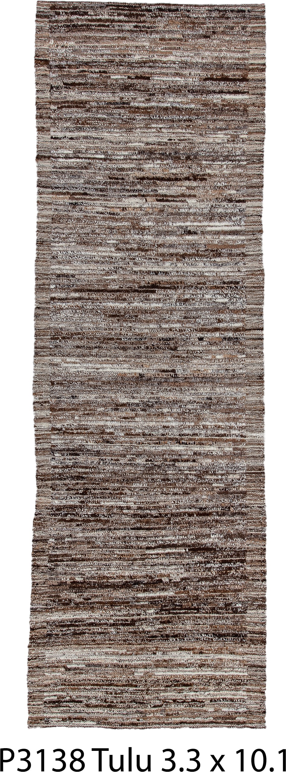 3' x 10' one-of-a-kind handmade vintage Tulu runner rug. Color palette: brown, ivory, taupe, charcoal, camel, beige, gray
