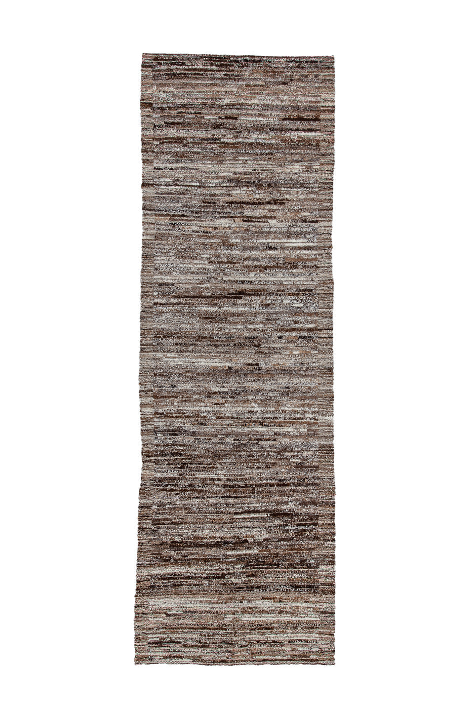 3' x 10' one-of-a-kind handmade vintage Tulu runner rug. Color palette: brown, ivory, taupe, charcoal, camel, beige, gray