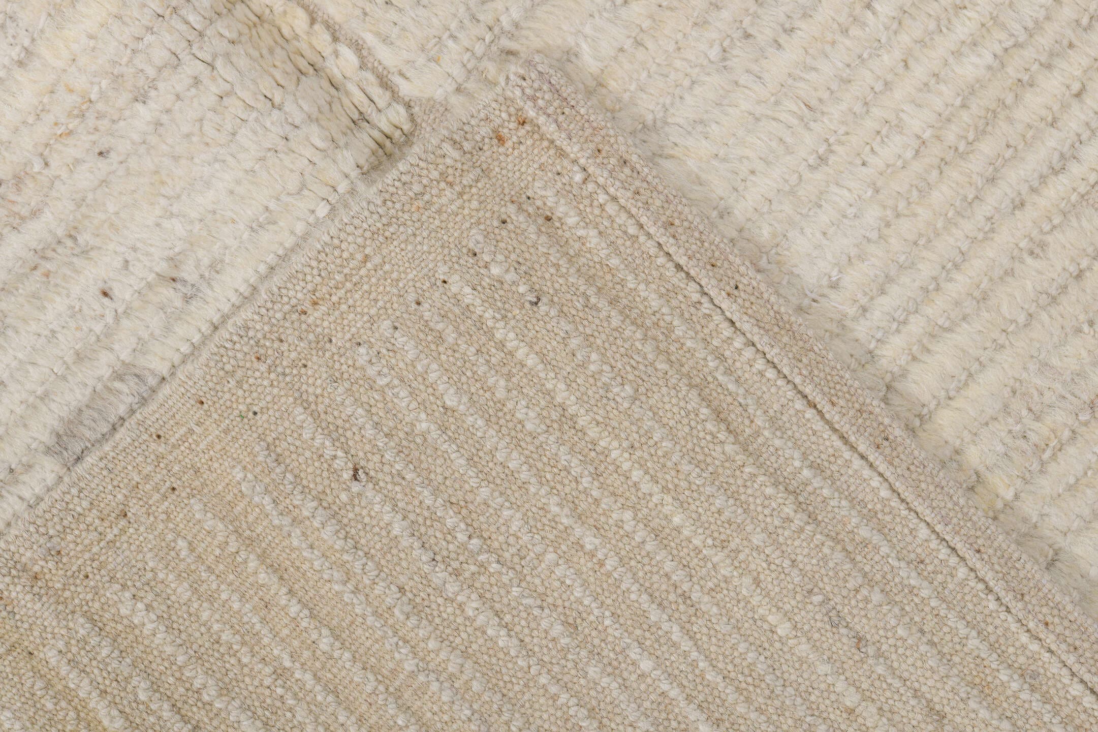 2' x 10' one-of-a-kind handmade vintage Tulu runner rug. Color palette: ivory, cream, taupe, beige, light gray, gray