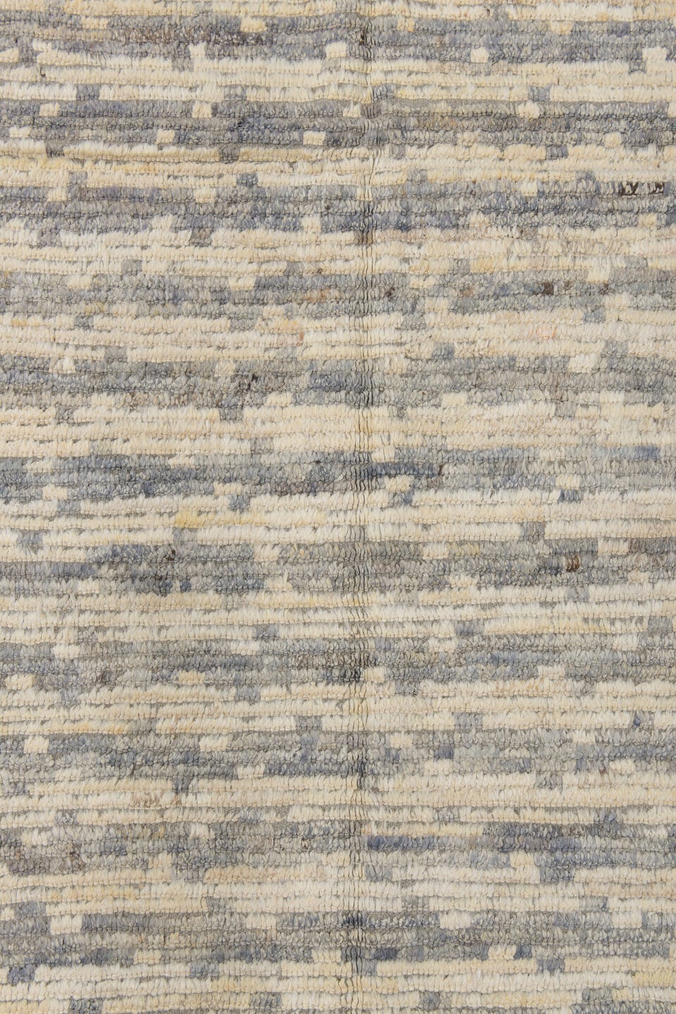 3' x 9' one-of-a-kind handmade vintage Tulu runner rug. Color palette: ivory, gray, taupe, beige