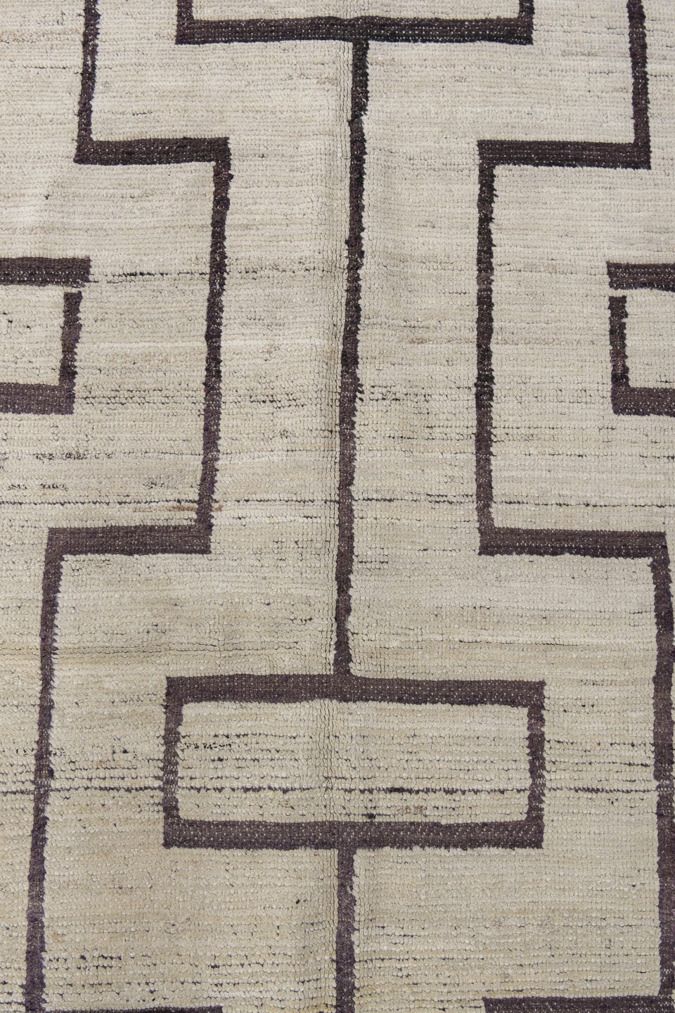 3' x 11' one-of-a-kind handmade vintage Tulu runner rug. Color palette: ivory, brown, charcoal, sky_blue, gray, black