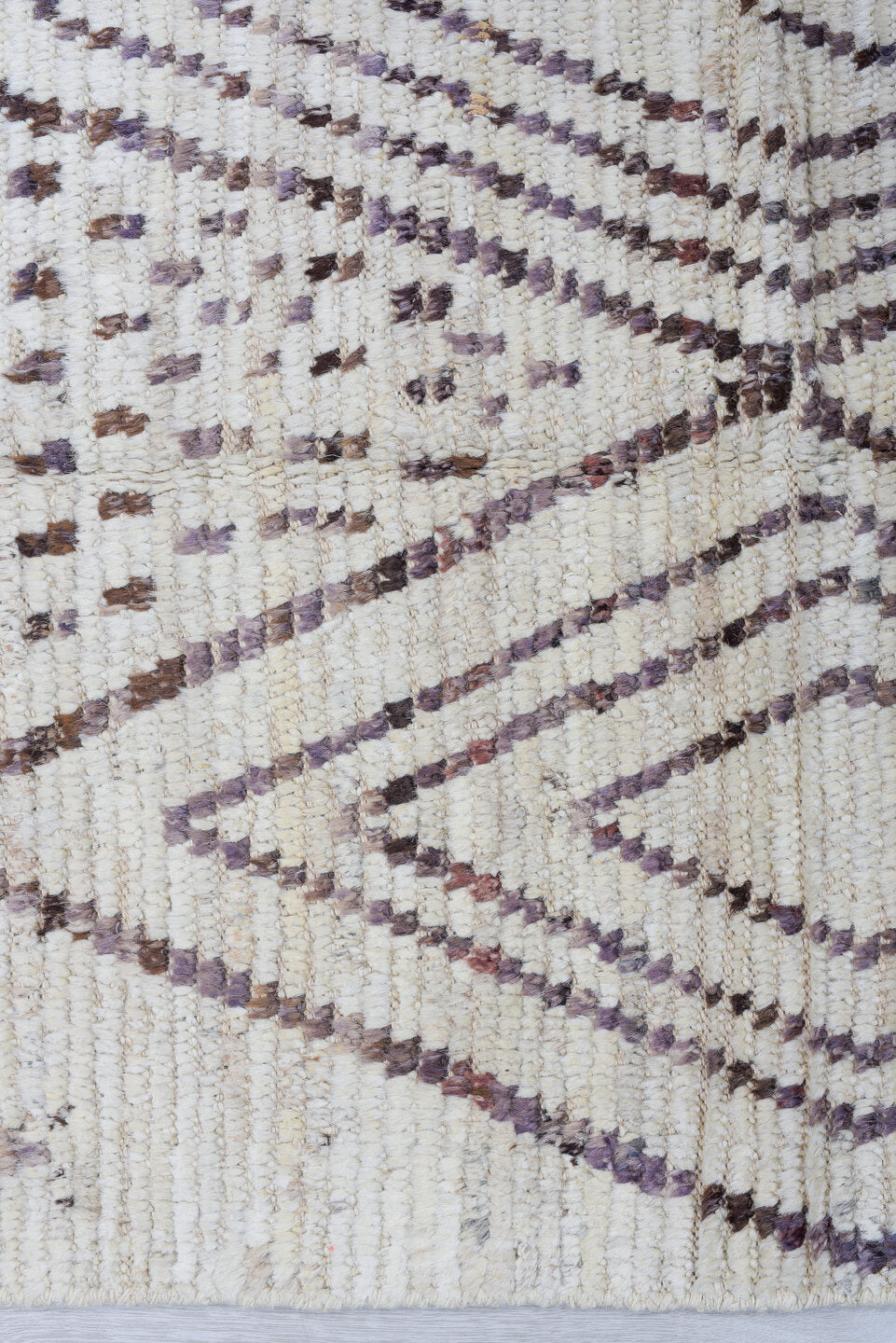 2' x 13' one-of-a-kind handmade vintage Tulu runner rug. Color palette: ivory, brown, taupe, charcoal, beige, gray, black