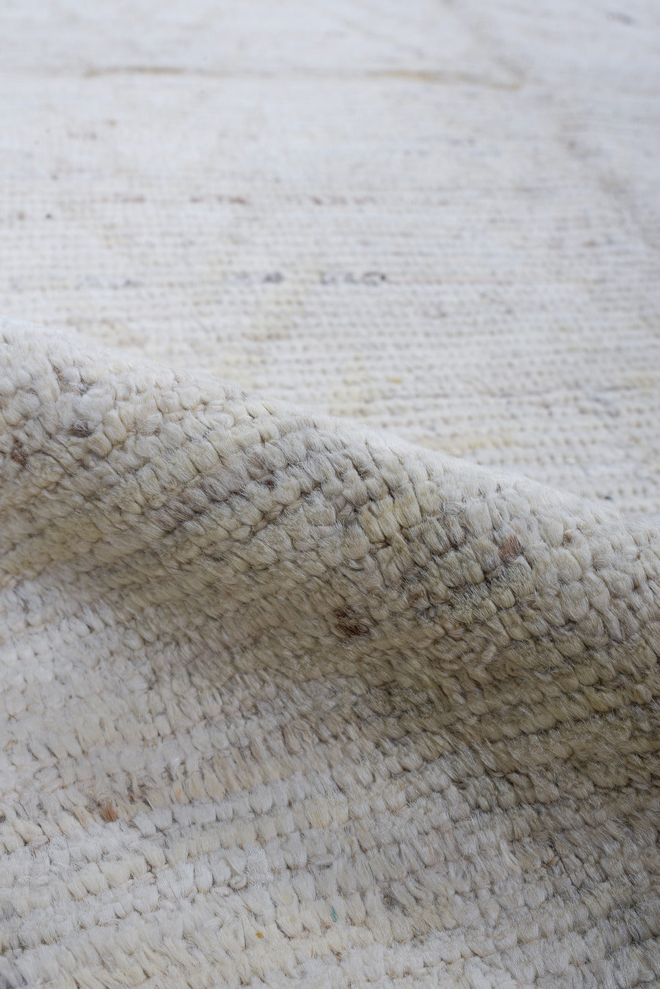 3' x 11' one-of-a-kind handmade vintage Tulu runner rug. Color palette: ivory, cream, taupe, beige, light gray, gray