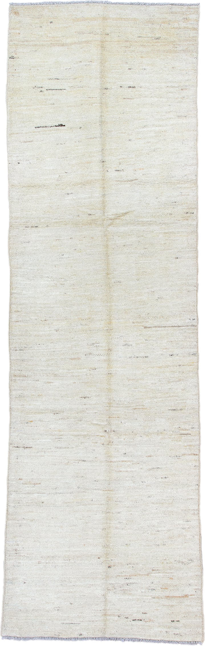 3' x 9' one-of-a-kind handmade vintage Tulu runner rug. Color palette: ivory, cream, beige, taupe, camel, gray