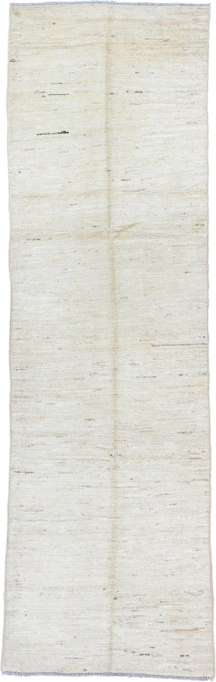 3' x 9' one-of-a-kind handmade vintage Tulu runner rug. Color palette: ivory, cream, beige, taupe, camel, gray