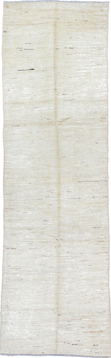 3' x 9' one-of-a-kind handmade vintage Tulu runner rug. Color palette: gainsboro, gray, light blue, light gray, off-white