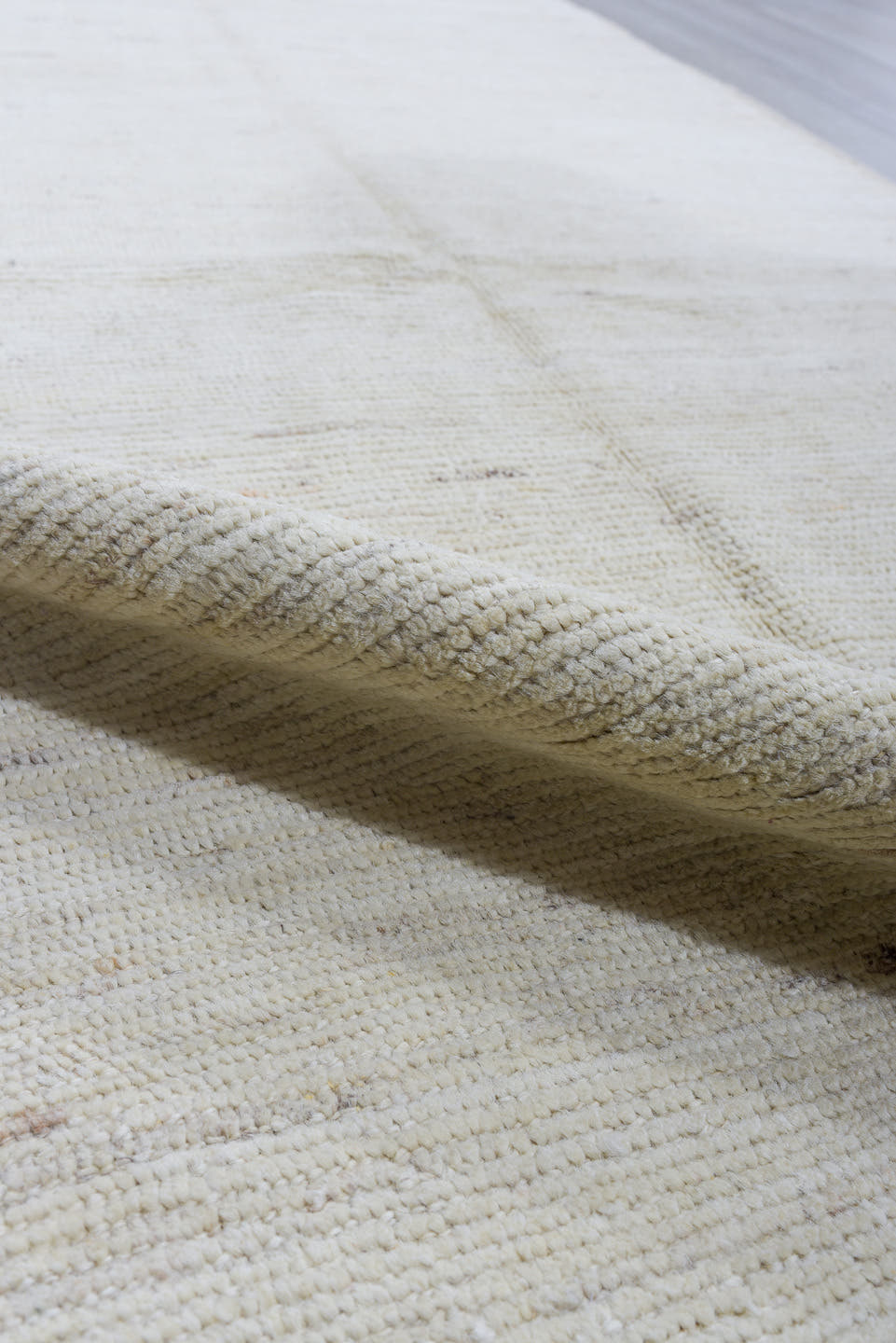 3' x 9' one-of-a-kind handmade vintage Tulu runner rug. Color palette: ivory, cream, beige, taupe, camel, gray