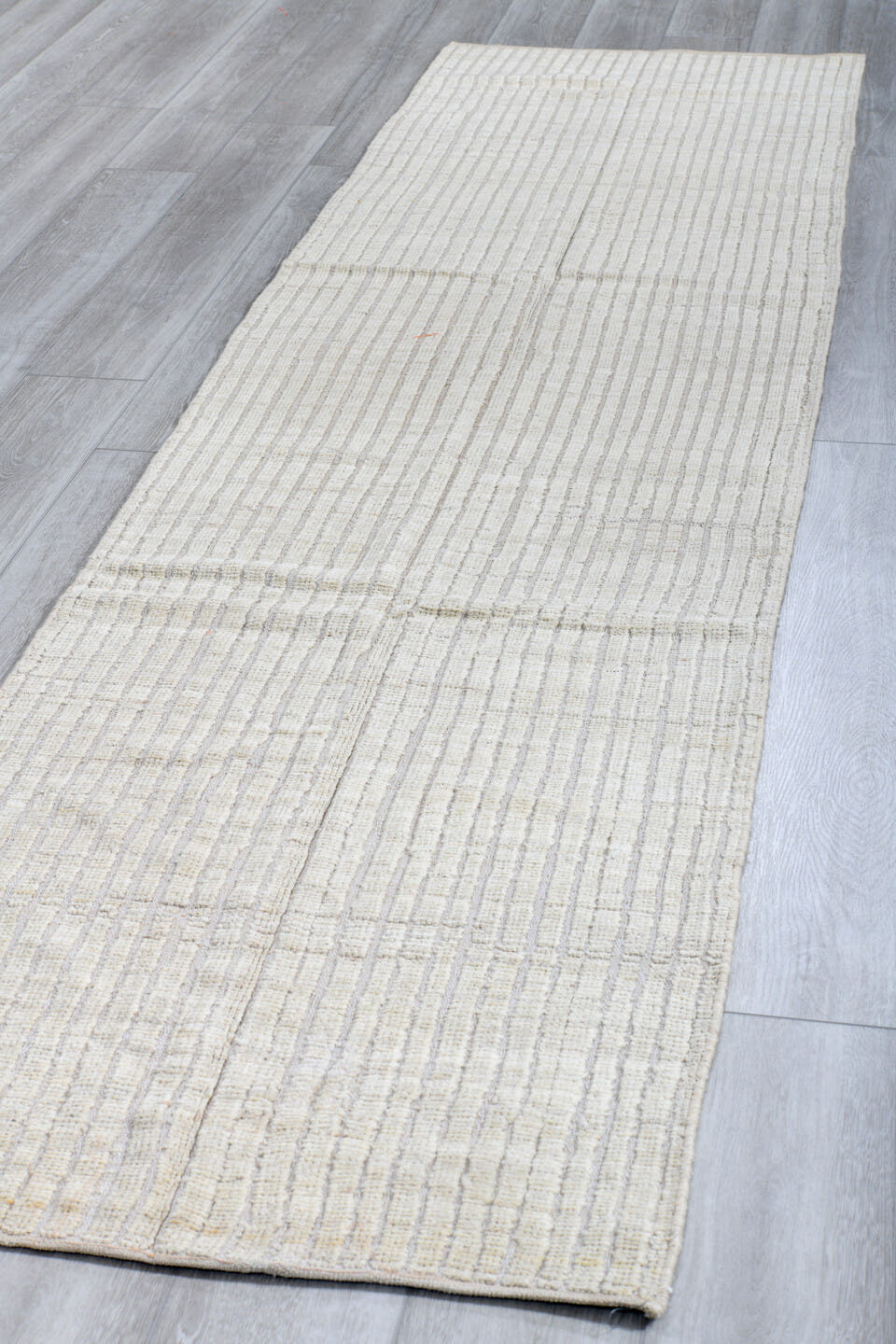2' x 11' one-of-a-kind handmade vintage Tulu runner rug. Color palette: ivory, cream, beige, taupe, gray