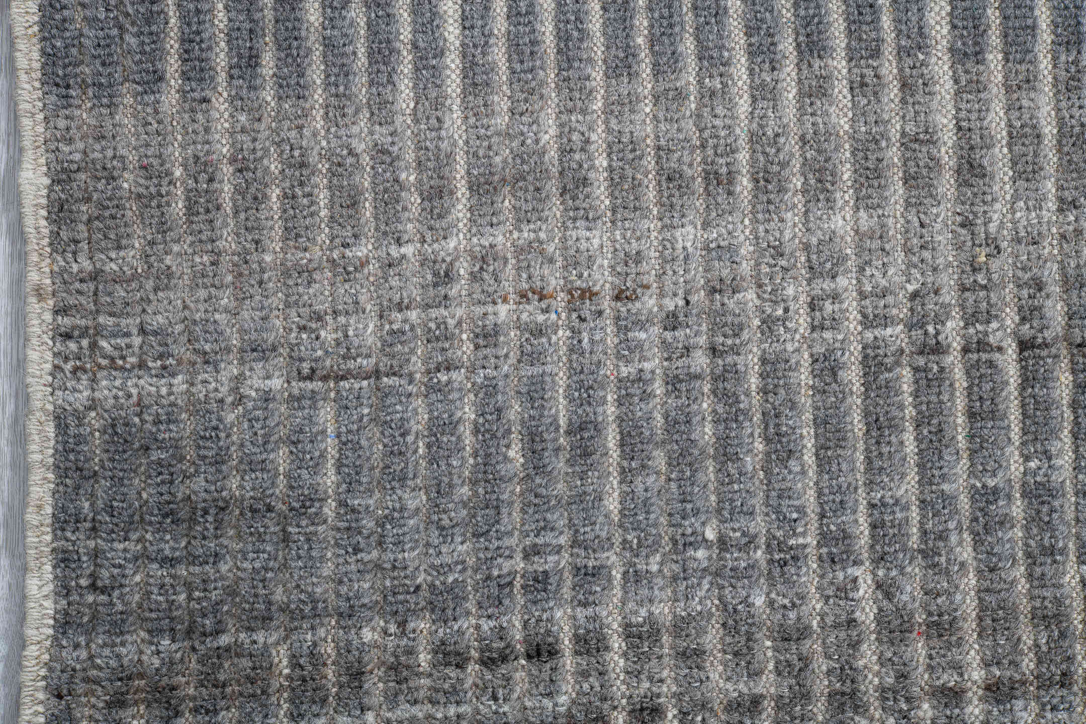 2' x 9' one-of-a-kind handmade vintage Tulu runner rug. Color palette: ivory, slate, gray, charcoal, black