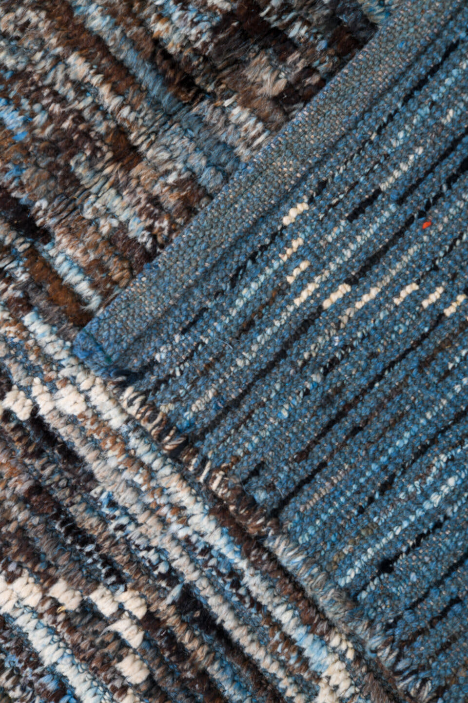 3' x 13' one-of-a-kind handmade vintage Tulu runner rug. Color palette: blue_gray, charcoal, ivory, slate, taupe, gray, blue