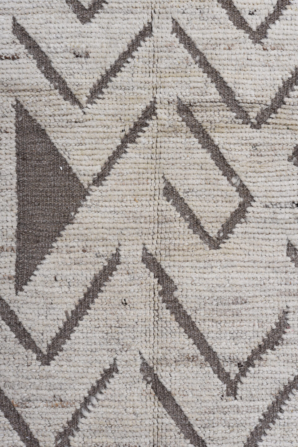3' x 13' one-of-a-kind handmade vintage Tulu runner rug. Color palette: ivory, taupe, brown, camel, beige, gray