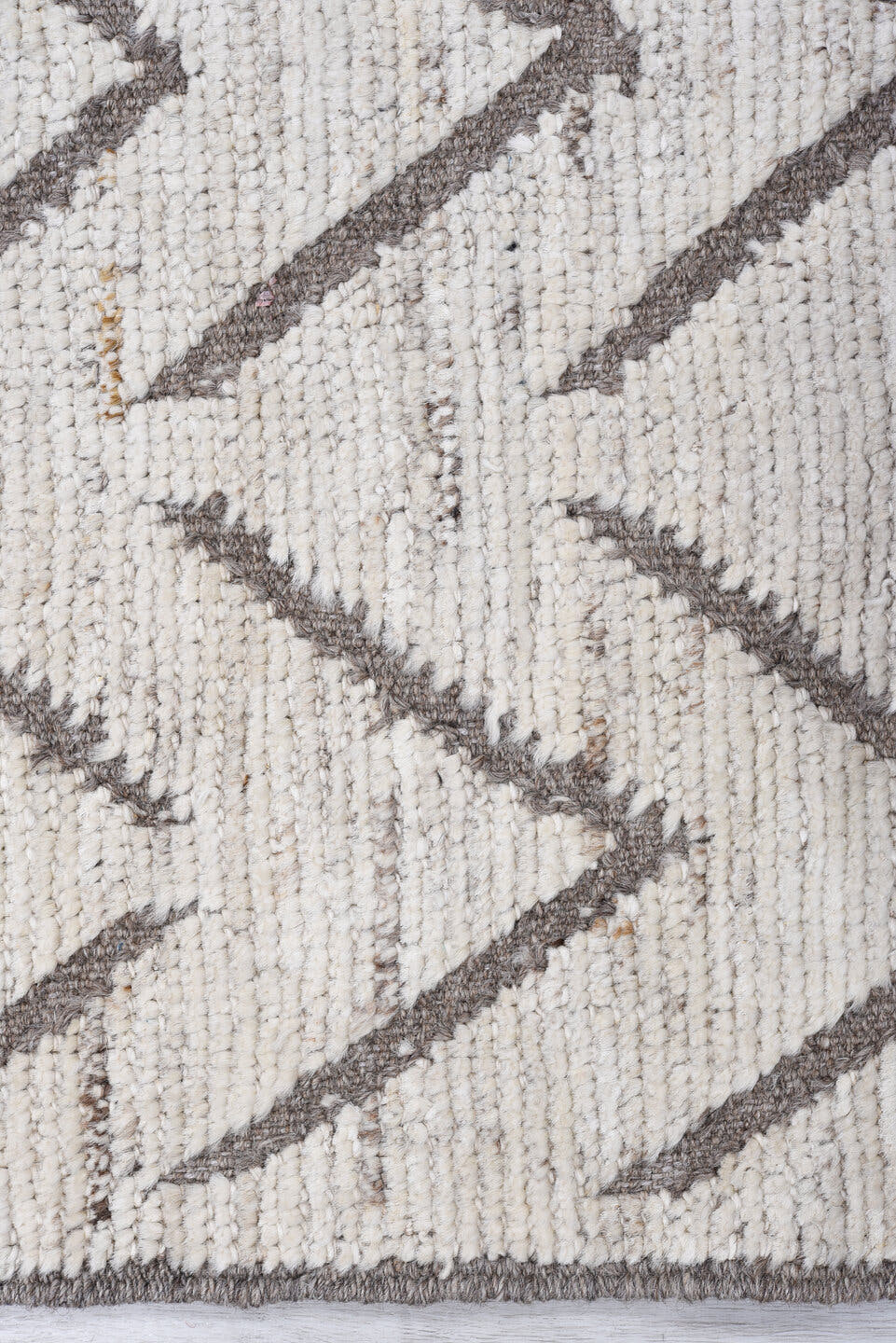 3' x 13' one-of-a-kind handmade vintage Tulu runner rug. Color palette: ivory, taupe, brown, camel, beige, gray