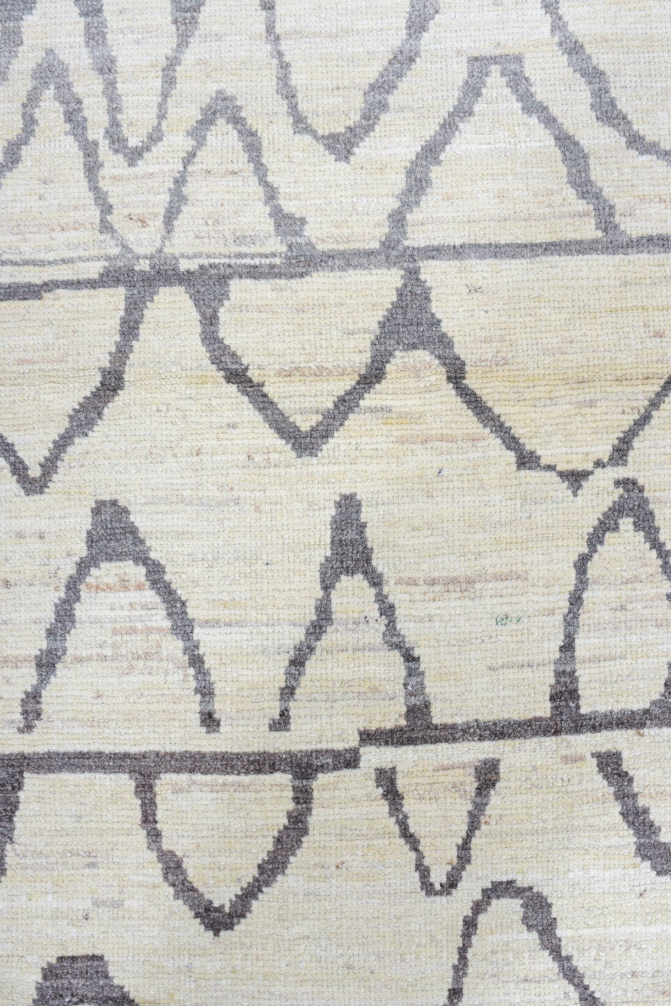 3' x 9' one-of-a-kind handmade vintage Tulu runner rug. Color palette: ivory, charcoal, gray, black