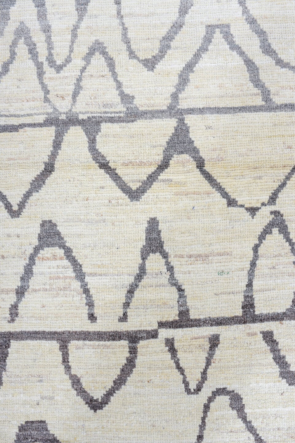 3' x 9' one-of-a-kind handmade vintage Tulu runner rug. Color palette: ivory, charcoal, gray, black