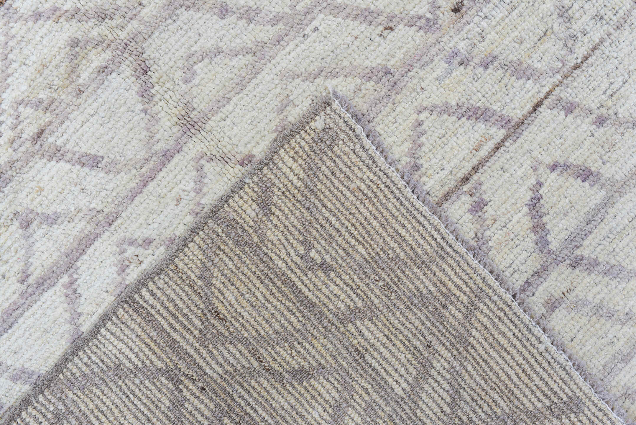 3' x 10' one-of-a-kind handmade vintage Tulu runner rug. Color palette: ivory, taupe, gray, cream, beige