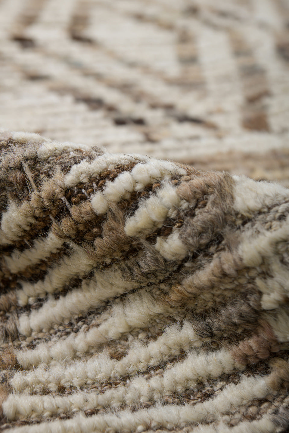 3' x 12' one-of-a-kind handmade vintage Tulu runner rug. Color palette: ivory, taupe, brown, charcoal, camel, faint teal