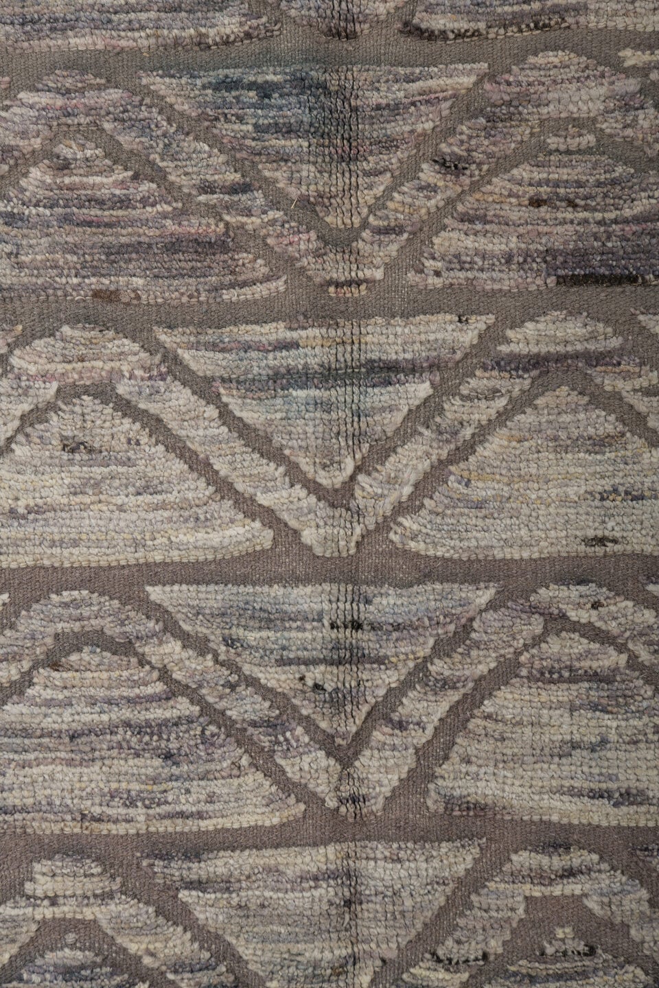 2' x 10' one-of-a-kind handmade vintage Tulu runner rug. Color palette: taupe, ivory, charcoal, gray, beige, black