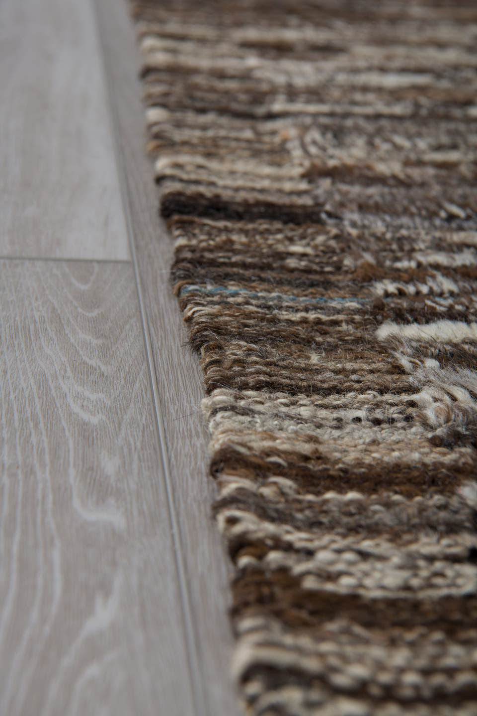 3' x 10' one-of-a-kind handmade vintage Tulu runner rug. Color palette: brown, ivory, taupe, camel, charcoal, beige, gray