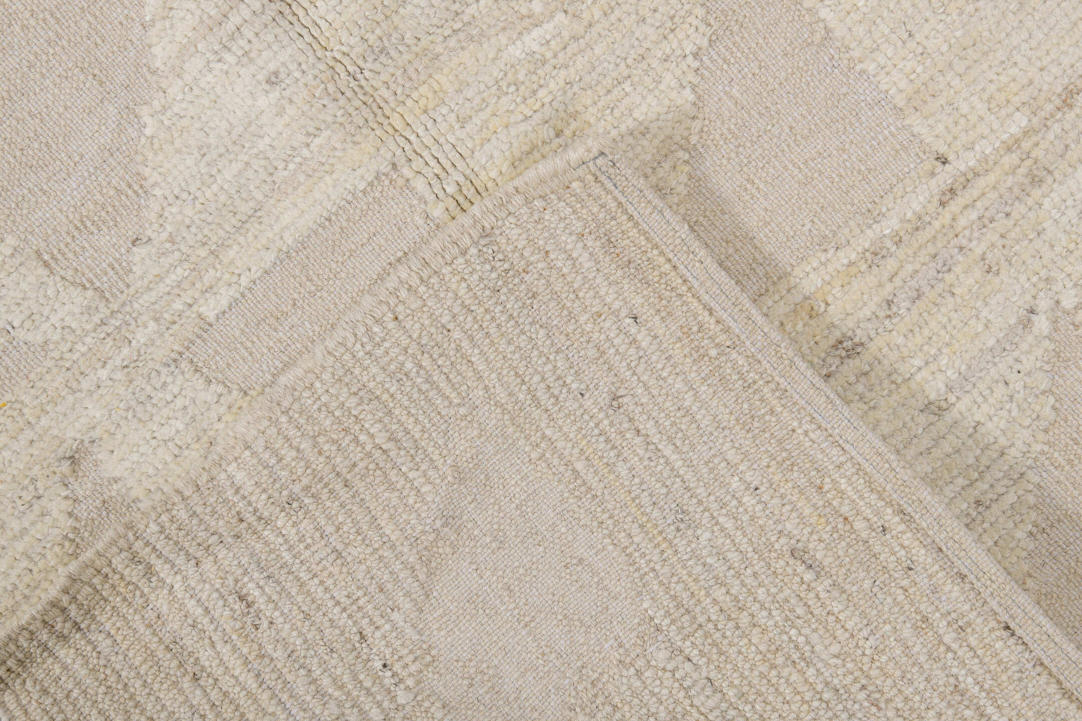 2' x 11' one-of-a-kind handmade vintage Tulu runner rug. Color palette: ivory, cream, beige