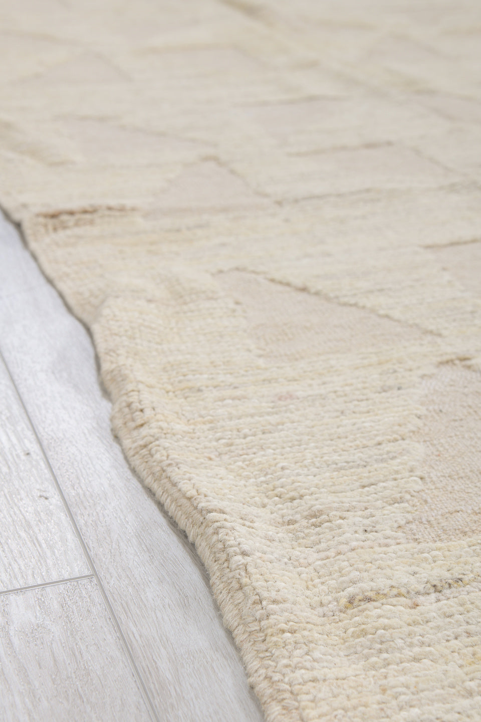 2' x 11' one-of-a-kind handmade vintage Tulu runner rug. Color palette: ivory, cream, beige