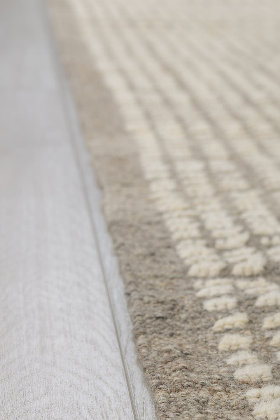 2' x 12' one-of-a-kind handmade vintage Tulu runner rug. Color palette: ivory, taupe, cream, light gray, beige, gray