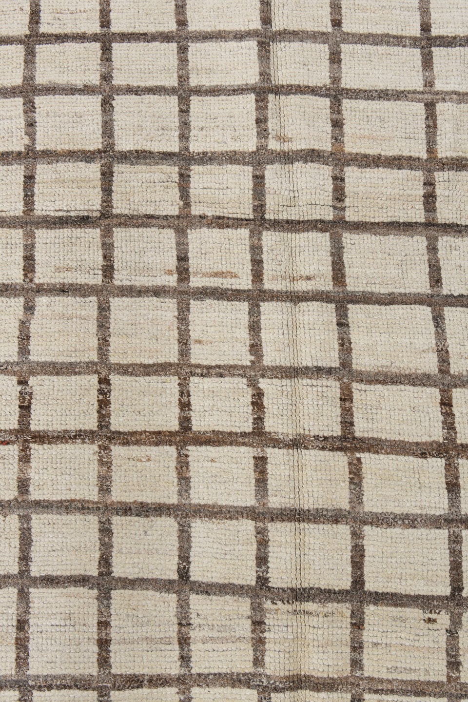 3' x 11' one-of-a-kind handmade vintage Tulu runner rug. Color palette: ivory, taupe, brown, beige, gray