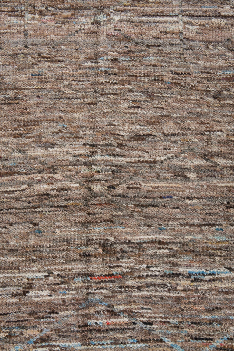 3' x 10' one-of-a-kind handmade vintage Tulu runner rug. Color palette: taupe, ivory, brown, camel, pale blue, beige, gray