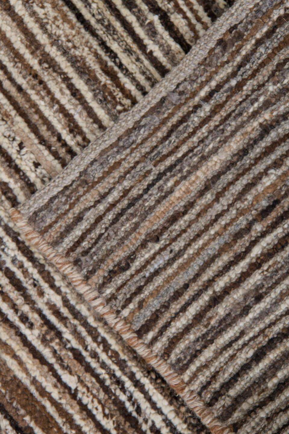 2' x 9' one-of-a-kind handmade vintage Tulu runner rug. Color palette: ivory, brown, taupe, camel, charcoal, beige, gray