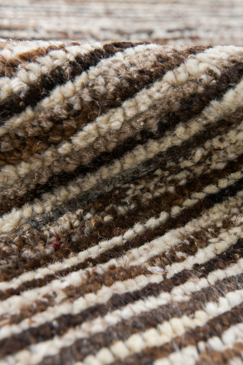 2' x 9' one-of-a-kind handmade vintage Tulu runner rug. Color palette: ivory, brown, taupe, camel, charcoal, beige, gray