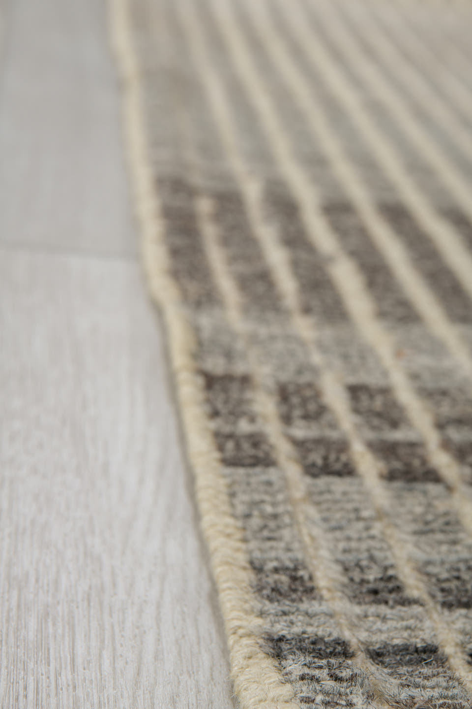 3' x 9' one-of-a-kind handmade vintage Tulu runner rug. Color palette: ivory, charcoal, gray, taupe, black, beige
