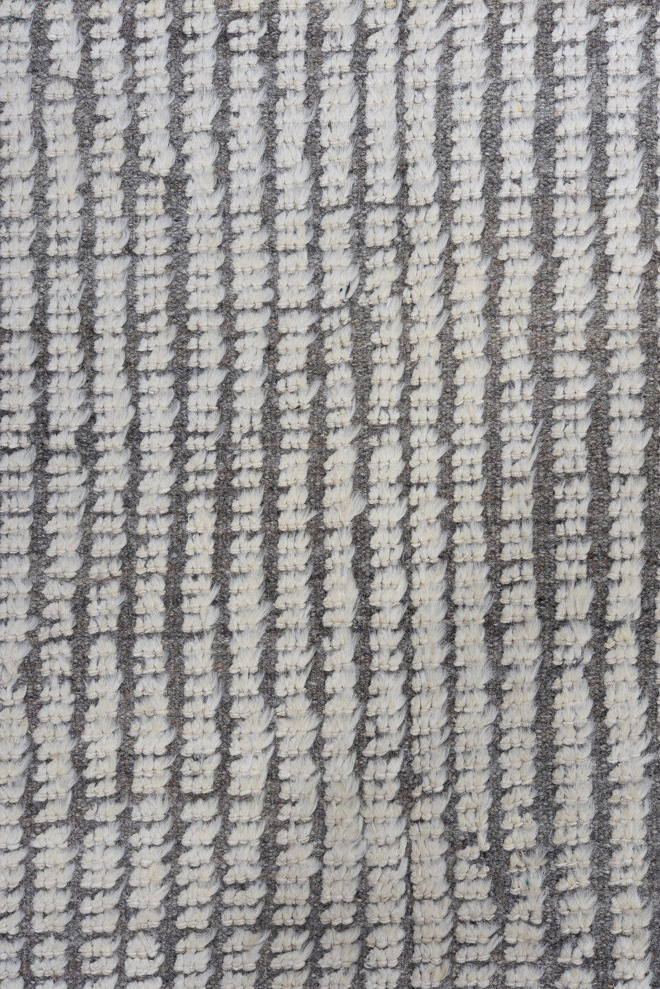 3' x 10' one-of-a-kind handmade vintage Tulu runner rug. Color palette: ivory, charcoal, taupe, gray, black, beige