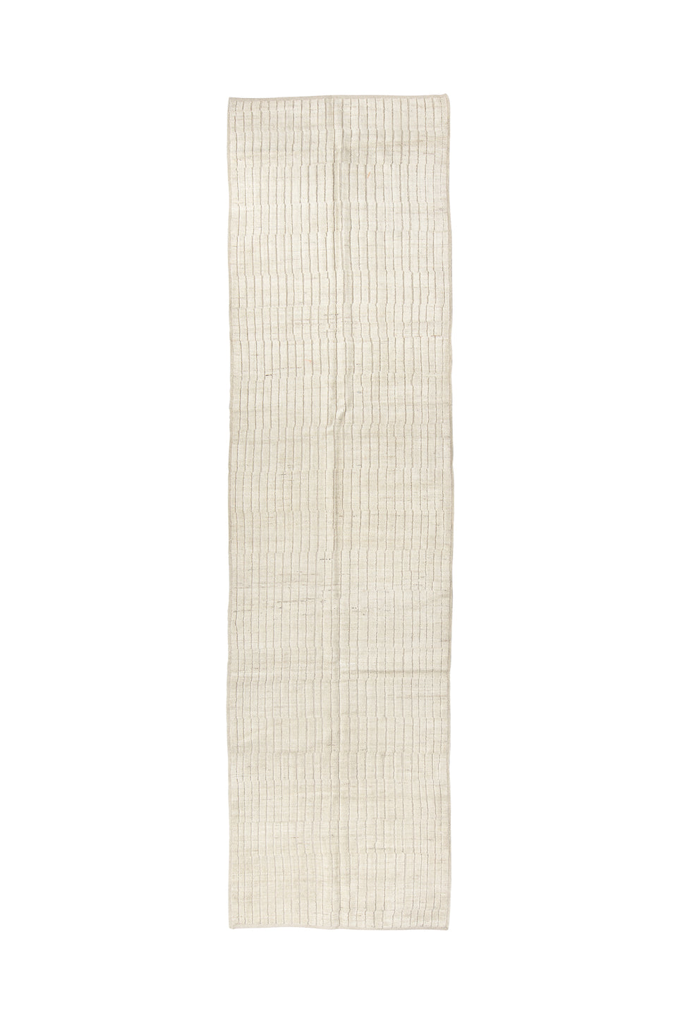 3' x 11' one-of-a-kind handmade vintage Tulu runner rug. Color palette: black, dark gray, gainsboro, gray, light gray, linen