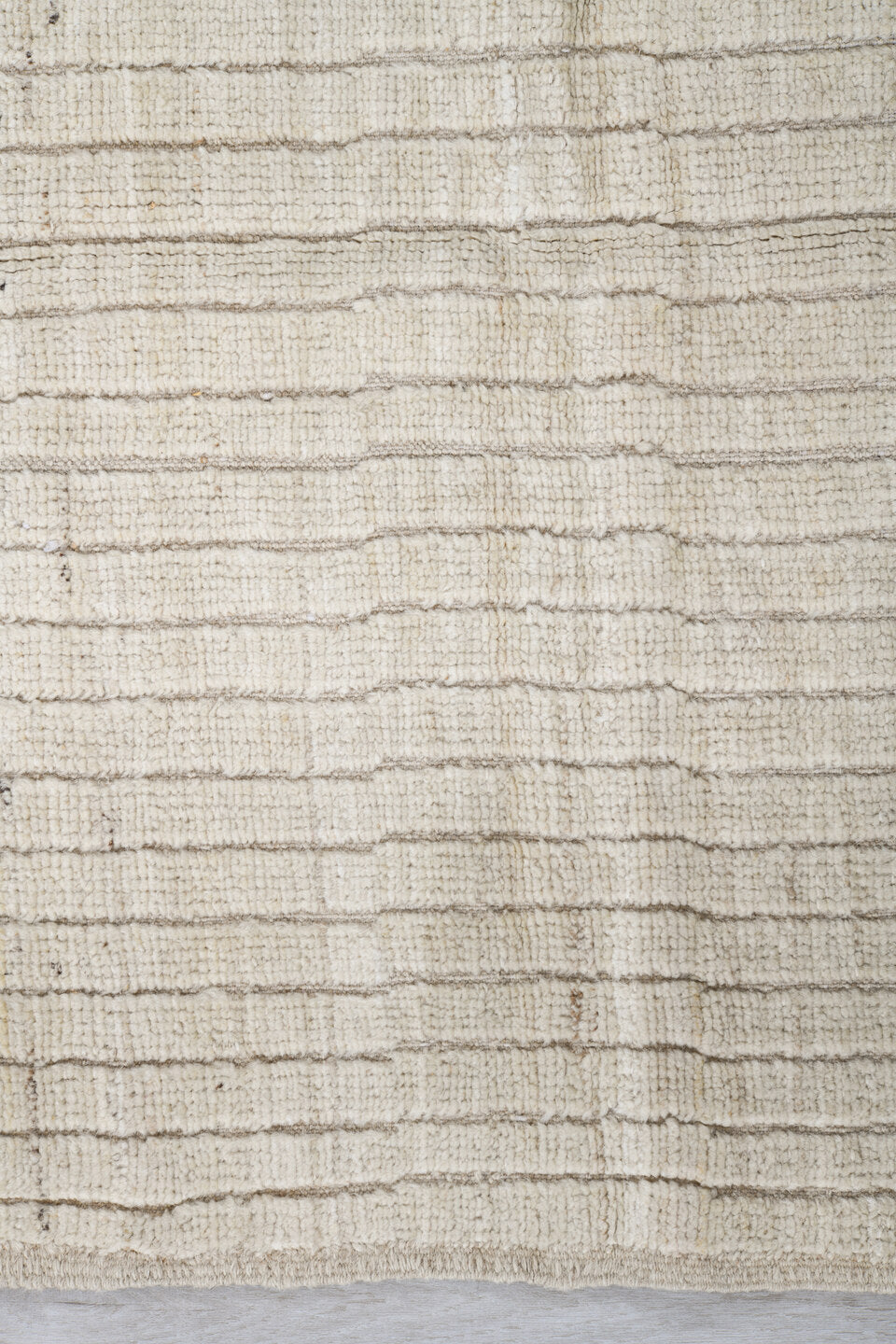 3' x 11' one-of-a-kind handmade vintage Tulu runner rug. Color palette: ivory, cream, beige, taupe, gray