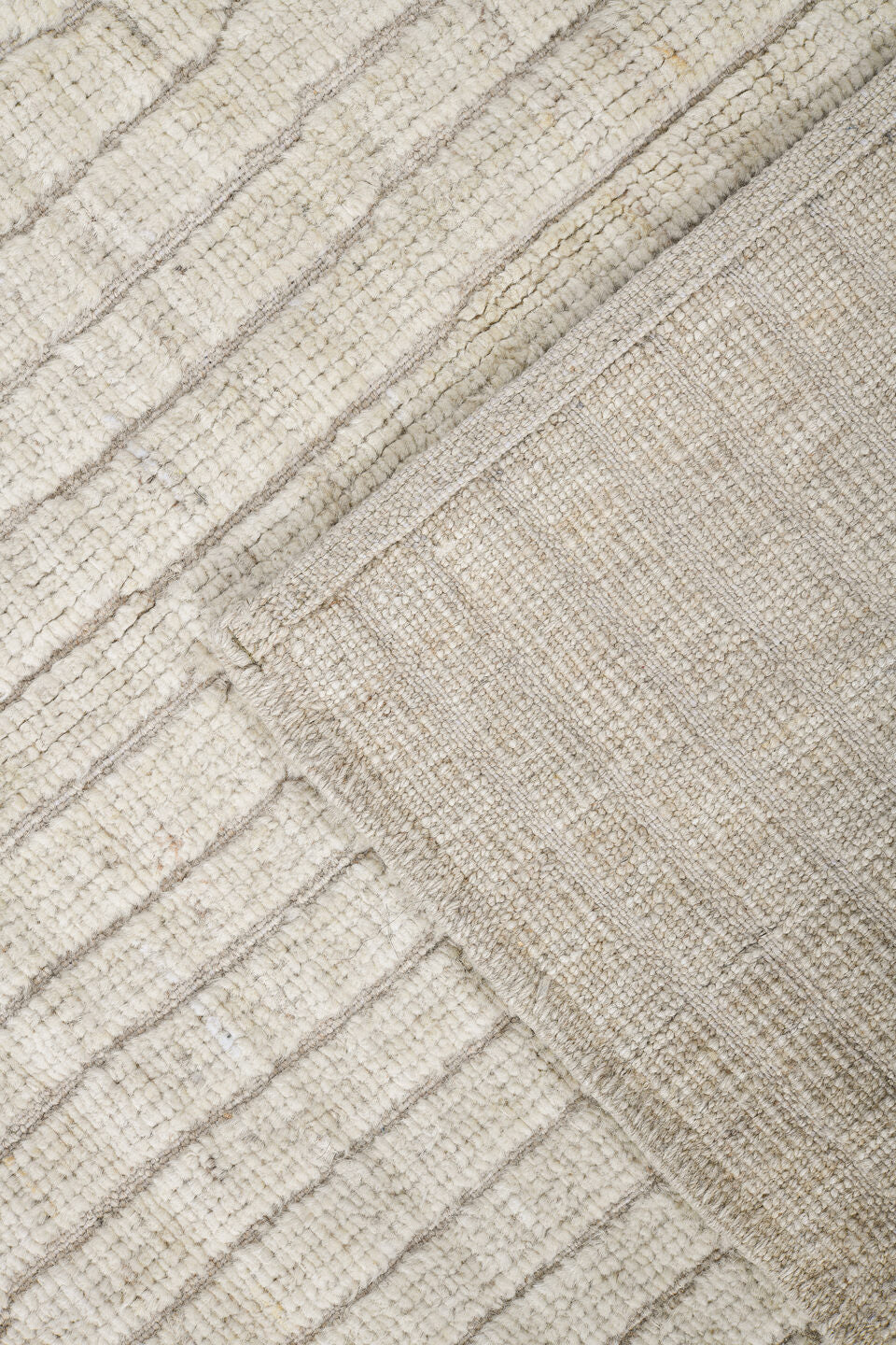 3' x 11' one-of-a-kind handmade vintage Tulu runner rug. Color palette: ivory, cream, beige, taupe, gray