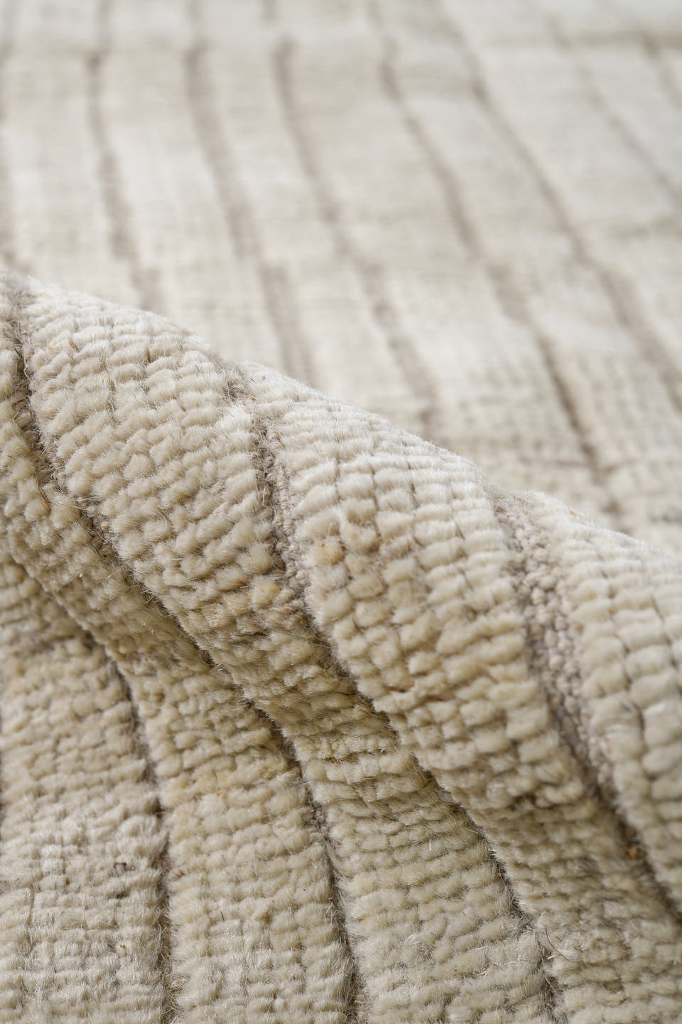 3' x 11' one-of-a-kind handmade vintage Tulu runner rug. Color palette: ivory, cream, beige, taupe, gray