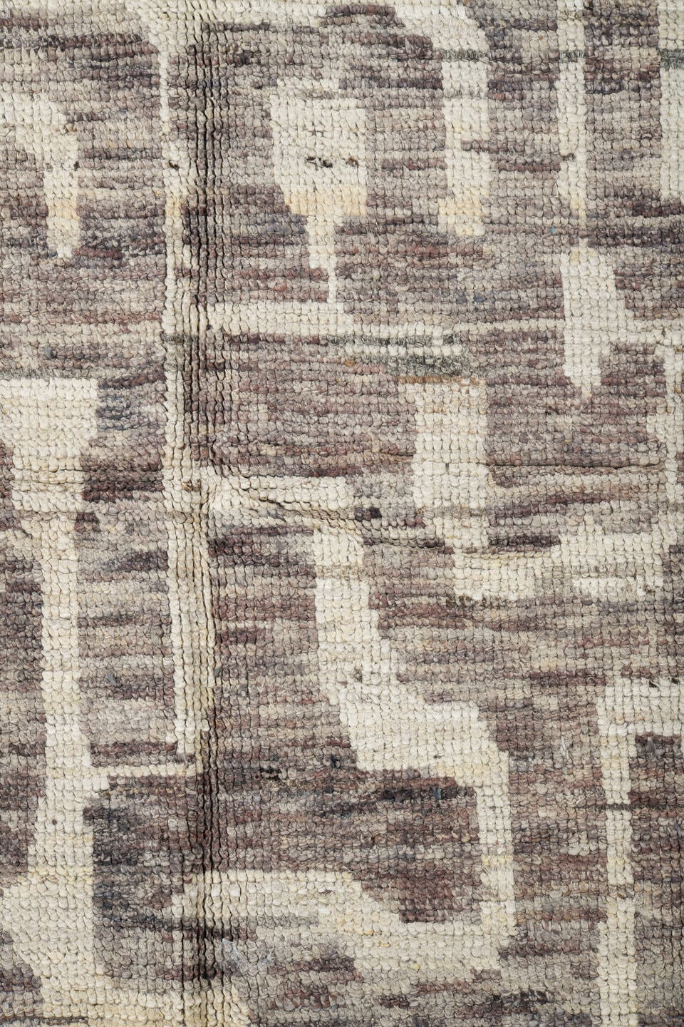 3' x 13' one-of-a-kind handmade vintage Tulu runner rug. Color palette: ivory, taupe, stone, gray, greige, beige