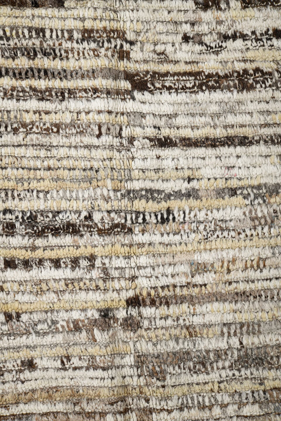 3' x 11' one-of-a-kind handmade vintage Tulu runner rug. Color palette: ivory, taupe, brown, charcoal, cream, beige, gray