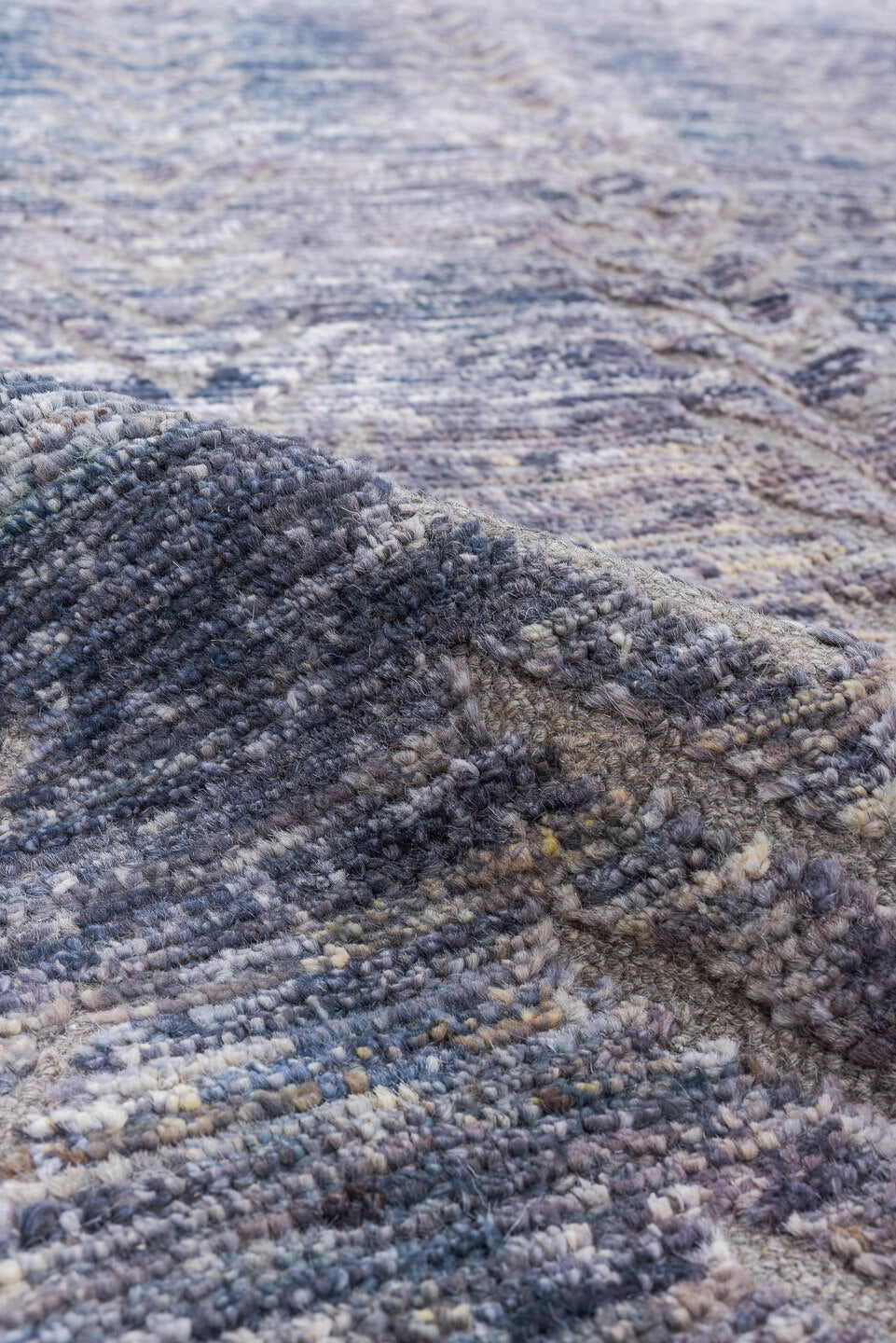 3' x 9' one-of-a-kind handmade vintage Tulu runner rug. Color palette: blue_gray, ivory, slate, taupe, silver, gray, blue