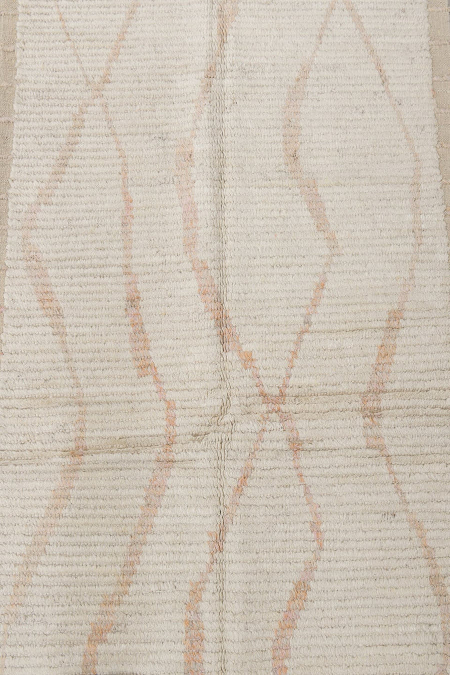3' x 13' one-of-a-kind handmade vintage Tulu runner rug. Color palette: ivory, cream, beige, blush, taupe, pink, gray