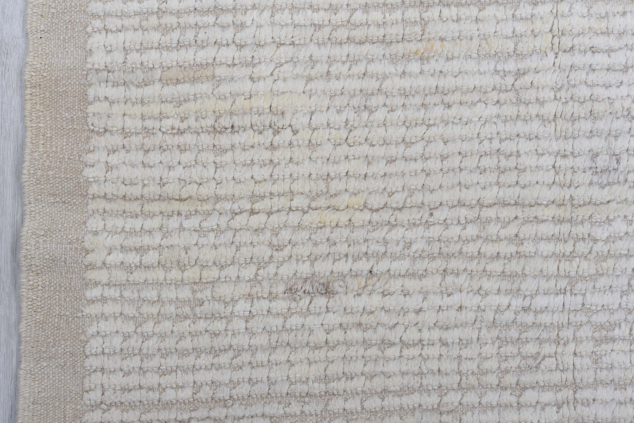 3' x 11' one-of-a-kind handmade vintage Tulu runner rug. Color palette: ivory, beige, taupe, cream, gray