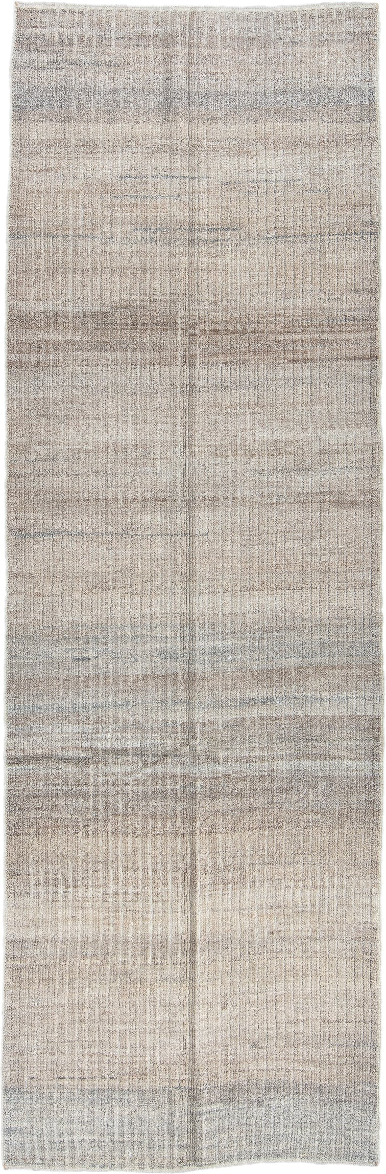 3' x 9' one-of-a-kind handmade vintage Tulu runner rug. Color palette: ivory, taupe, light_gray, beige, greige, gray