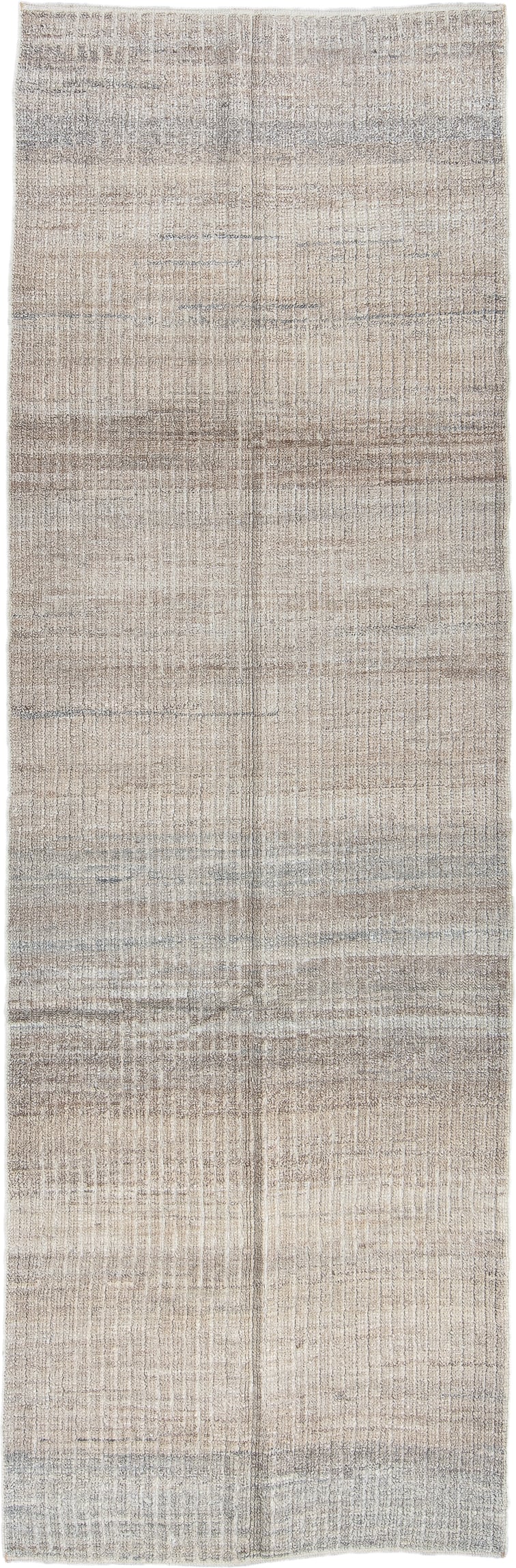 3' x 9' one-of-a-kind handmade vintage Tulu runner rug. Color palette: ivory, taupe, light_gray, beige, greige, gray
