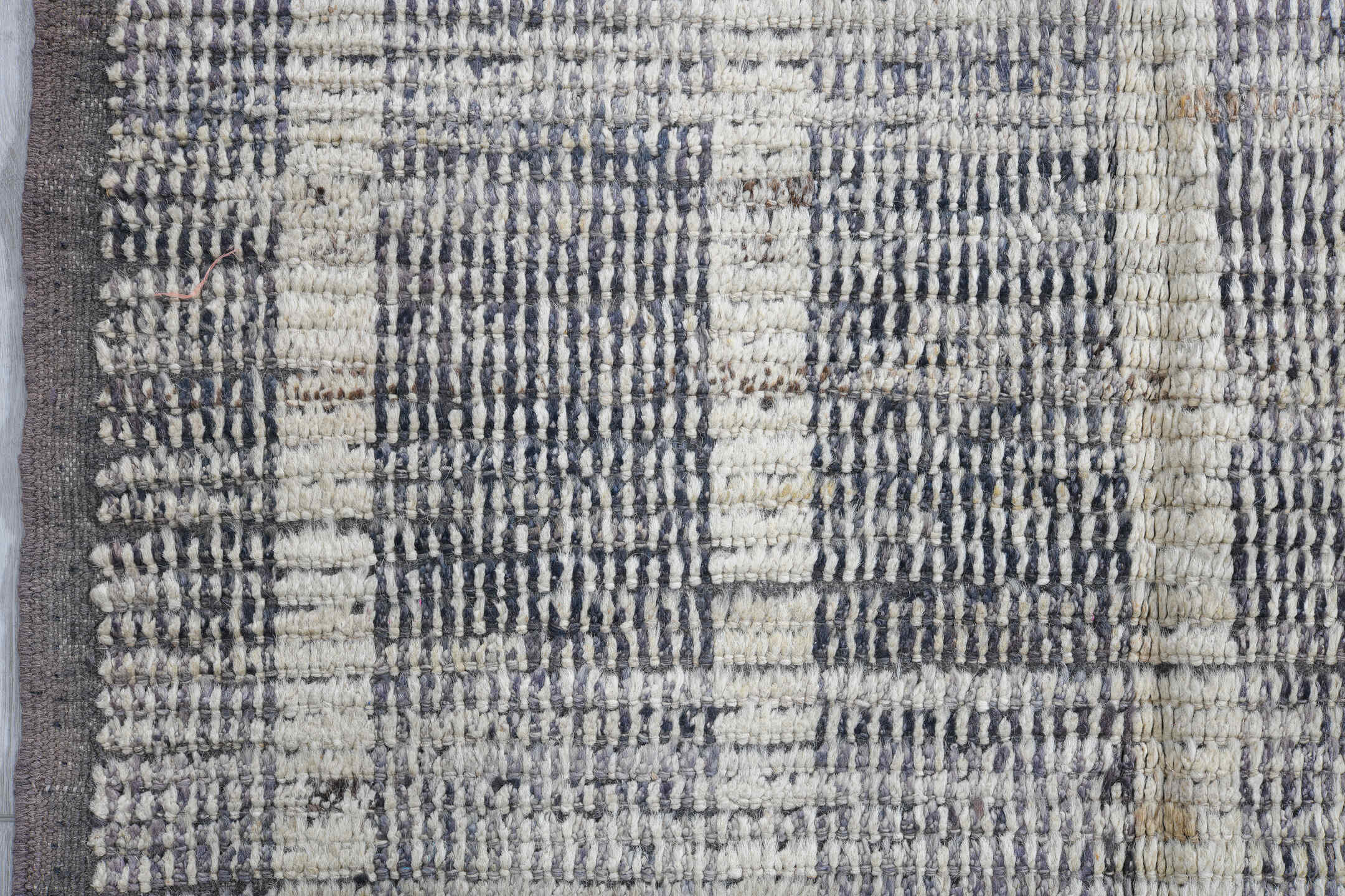 3' x 11' one-of-a-kind handmade vintage Tulu runner rug. Color palette: ivory, gray, taupe, charcoal, beige, black