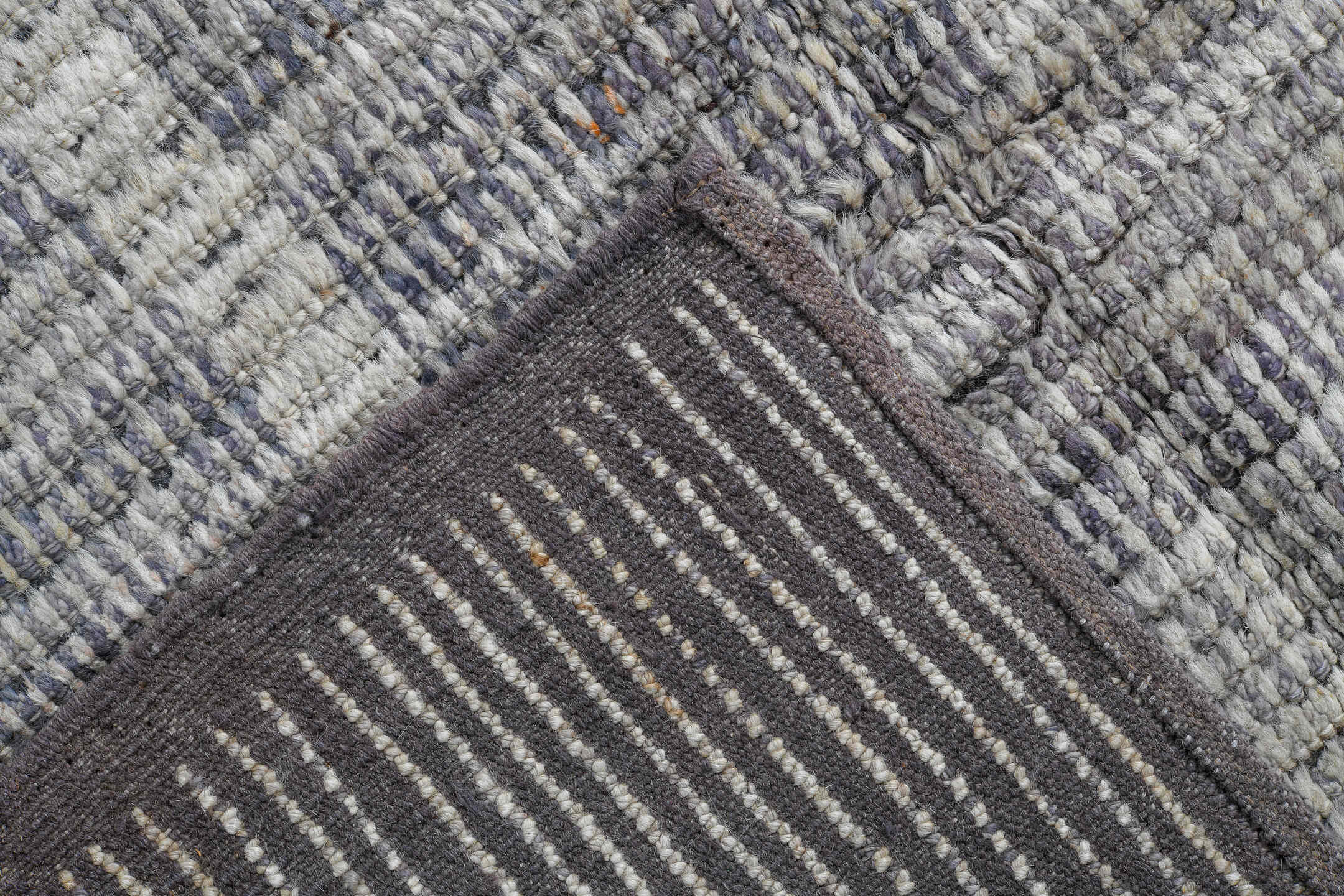 3' x 11' one-of-a-kind handmade vintage Tulu runner rug. Color palette: blue, dark gray, dim gray, gainsboro, gray